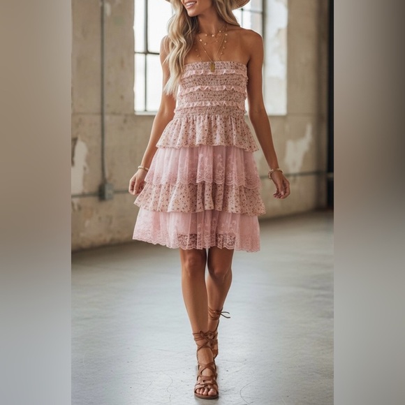 Listicle Dresses & Skirts - NWT Listicle Floral and Lace Boho Convertible Smocked Dress or Midi Skirt